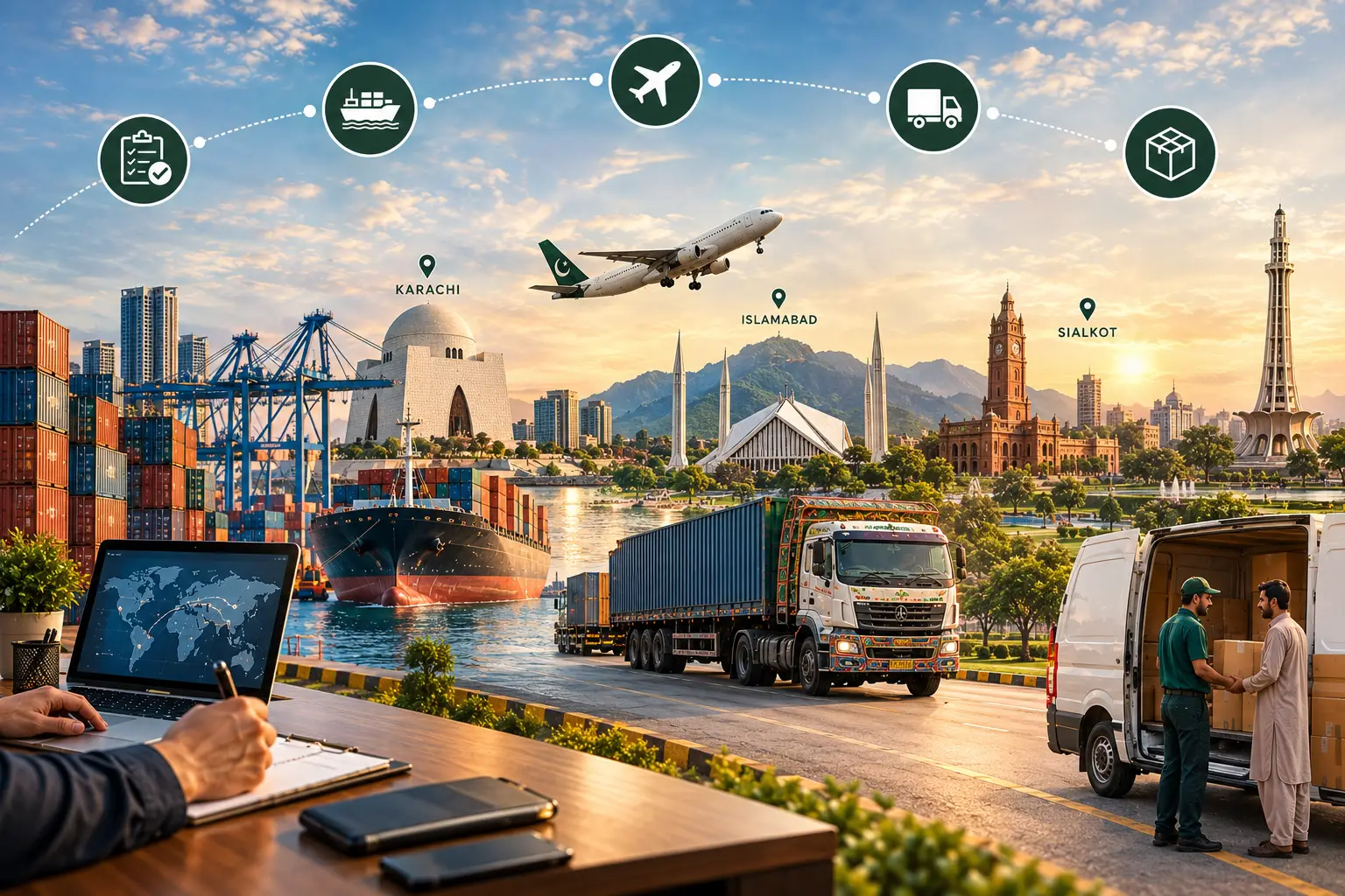 A plane is departure for worldwide delivery